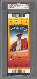 2012 Super Bowl XLVI Full Ticket, Red Variation - PSA NM-MT 8